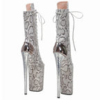 Snakeskin Platform Ankle Boots - 26cm Pole Dance Heels