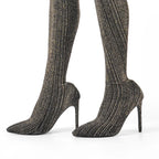 Waist-High Sock Boots | Platform Heel