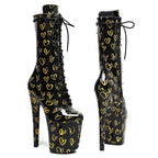 20cm Platform High Heel Pole Dance Boots – Lace-Up Stage & Performance Heels