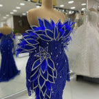 Royal Blue Crystal Feather Gown | Mermaid | Pageant