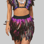 Fluffy Feather Mini Skirt - Festival & Performance Skirt