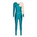 Rhinestone Dance Jumpsuit | Asymmetric Metallic Detail