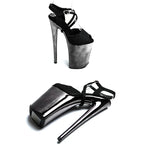 Glitter Platform Sandals – 9-Inch Pole Dance Heels, Black