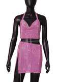 Metal Sequin Crop Top & Slit Skirt Set