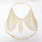 Rhinestone Tassel Chest Chain | Water Drop Body Jewelry