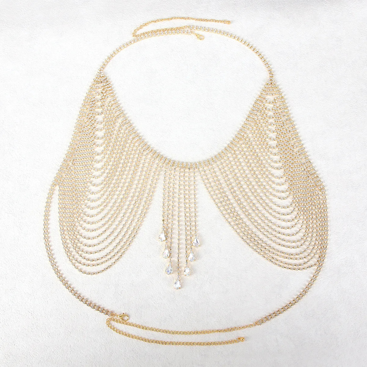 Rhinestone Tassel Chest Chain | Water Drop Body Jewelry