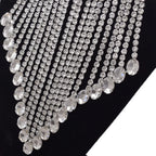 Rhinestone Tassel Necklace - AB Crystal Water Drop Statement Choker