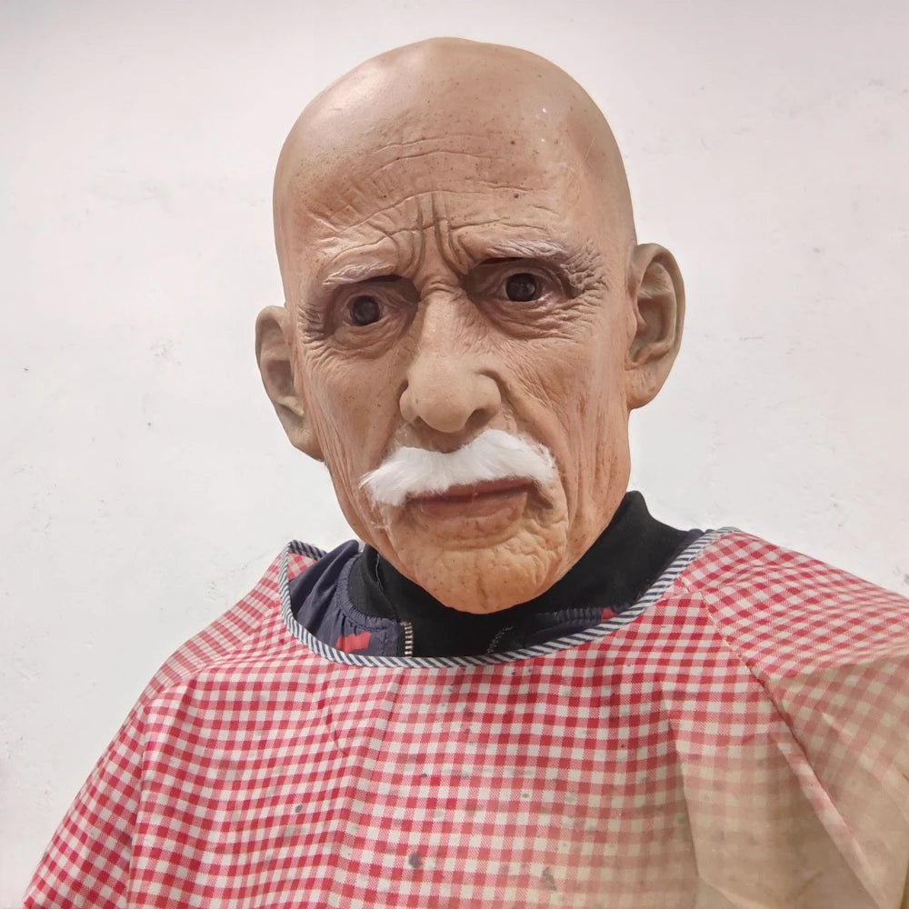 Elderly Character Mask | White Moustache