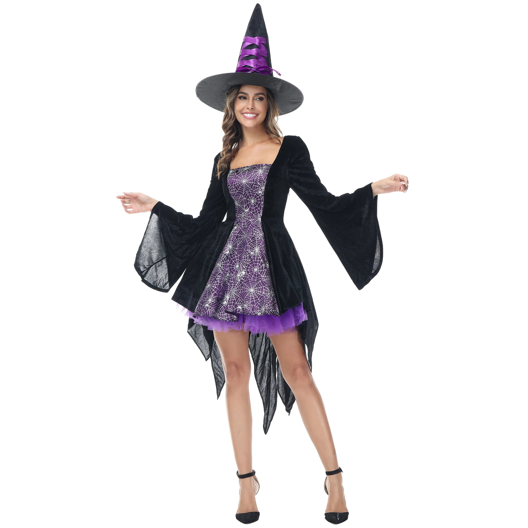 Witch Costume Set | Dress & Hat | 5 Colors | XS-XXXL