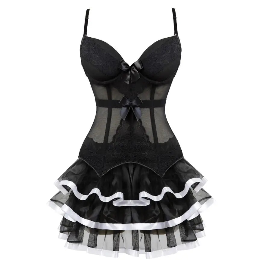 Overbust Corset & Tutu Skirt Set | Straps Cup | Burlesque