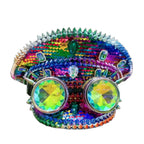 Holographic Disco Captain Hat | Rhinestone Goggles | Size 58/59