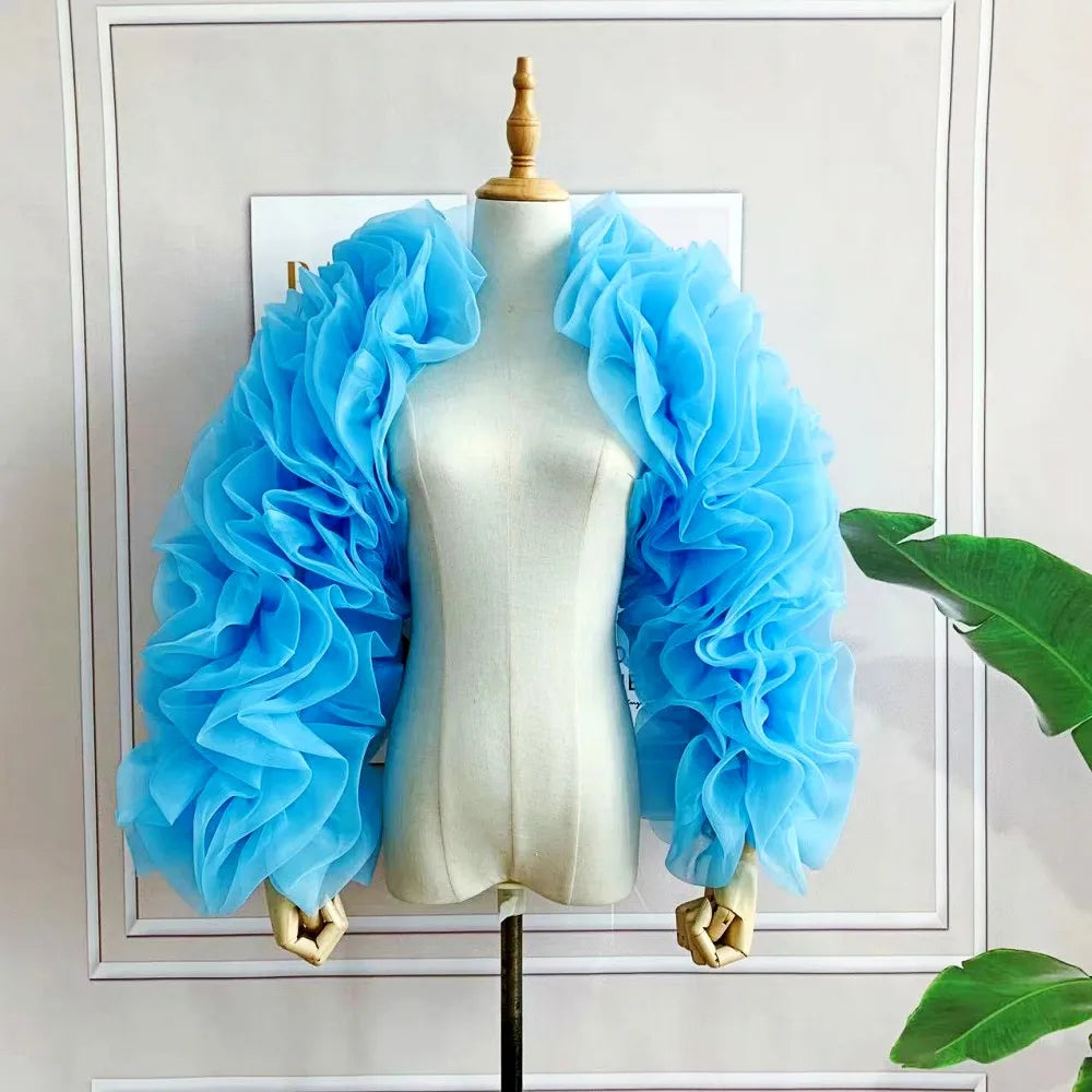 Ruffled Organza Bolero | Puff Sleeve Jacket | Pageant & Formal