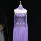Beaded Bodice Chiffon A-Line Gown | Strapless | 6 Colors