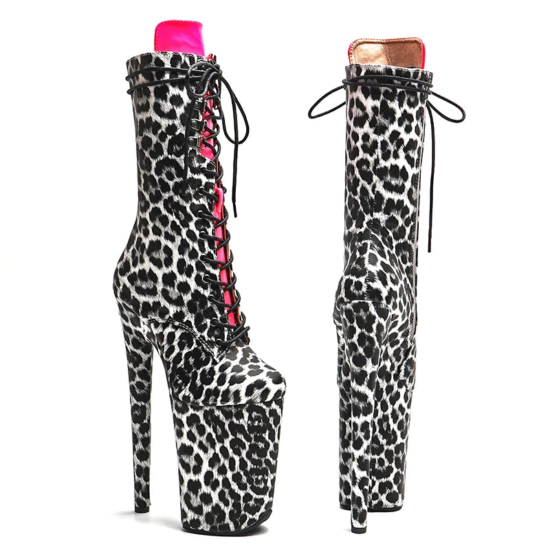 9-Inch Leopard Print Ankle Boots - High Heel Performance Boots
