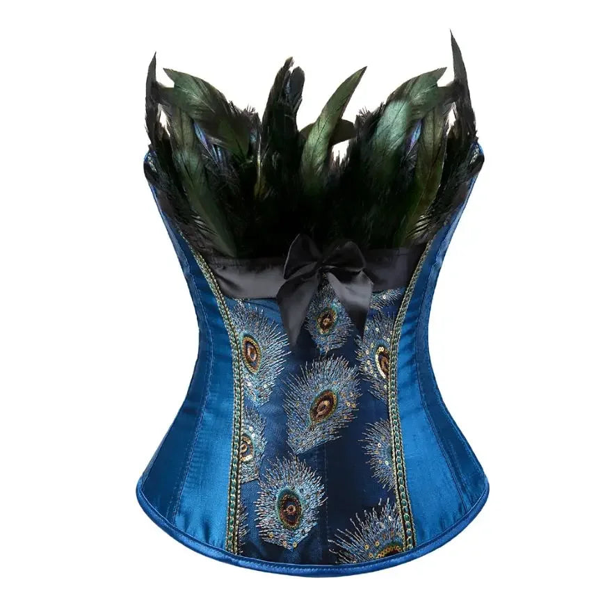 Peacock Corset & Skirt Set | Feather Embroidery