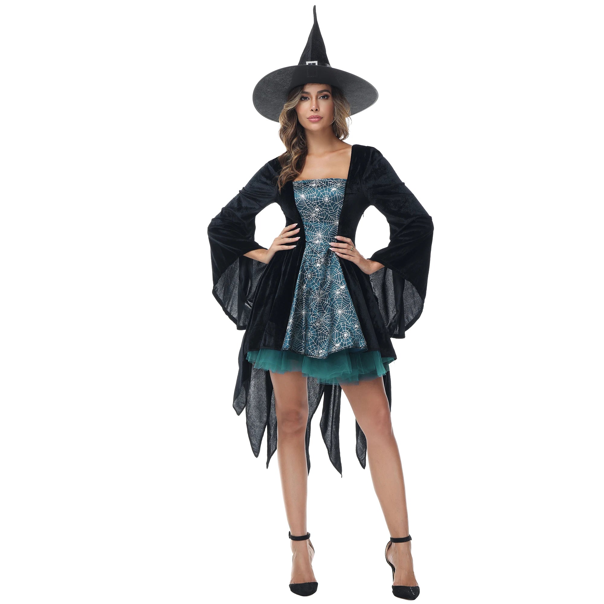 Witch Costume Set | Dress & Hat | 5 Colors | XS-XXXL