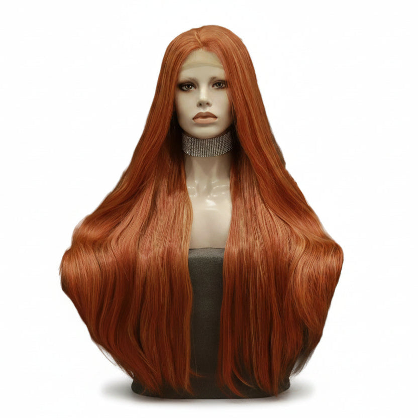 30" Ginger Orange Straight Lace Front Wig – Mixed Color