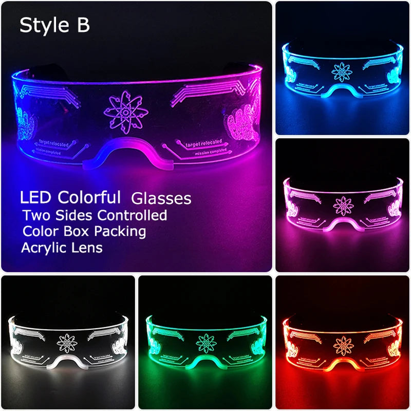 LED Acrylic Visor Glasses | 12-Mode Light-Up Rave Eyewear