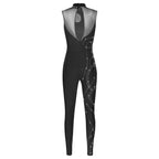 Rhinestone Full-Body Leotard | Sleeveless | Keyhole Back | Mesh