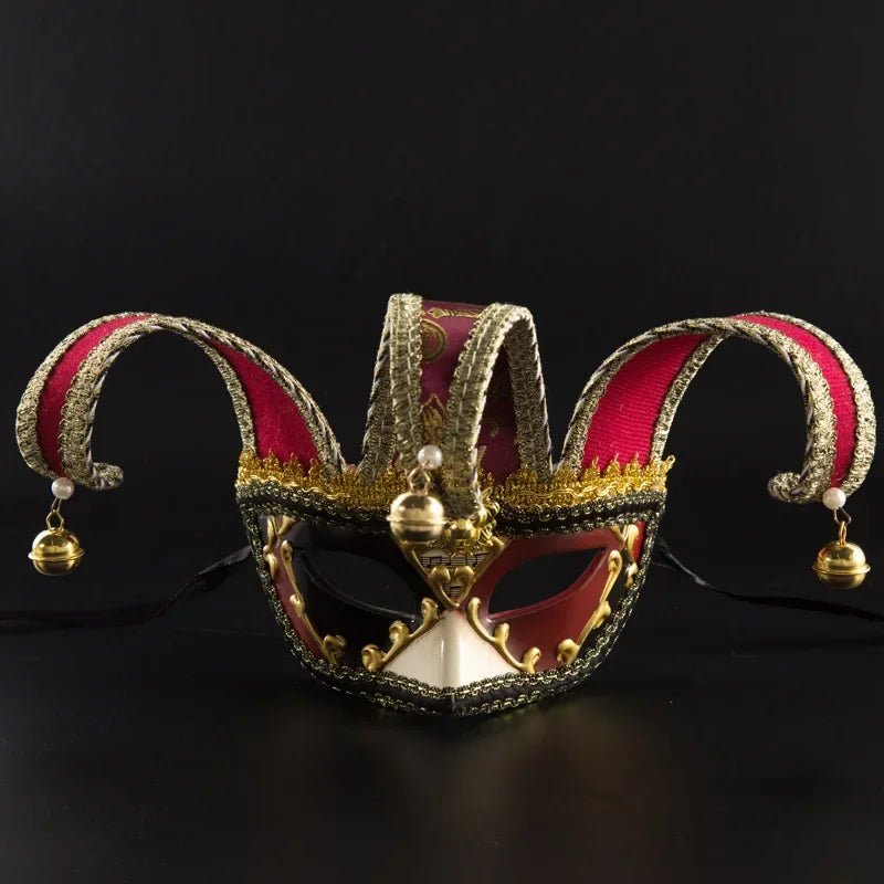 Venetian Jester Mask | Bell-Tipped Horns | 3 Colors