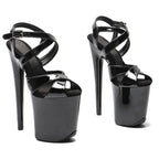 20CM Platform Sandals - Patent Finish Small Open Toe High Heel Pole Dance Shoes