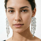 Long Rhinestone Tassel Earrings