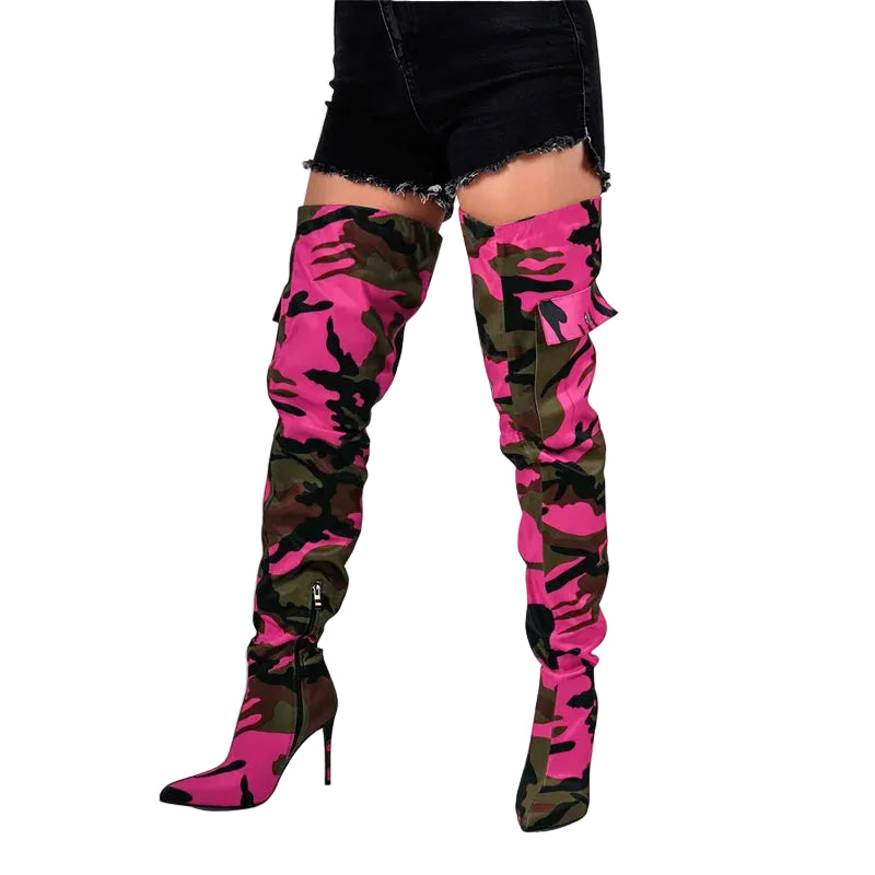 Camo Over-the-Knee Boots | 10–11 cm Heel