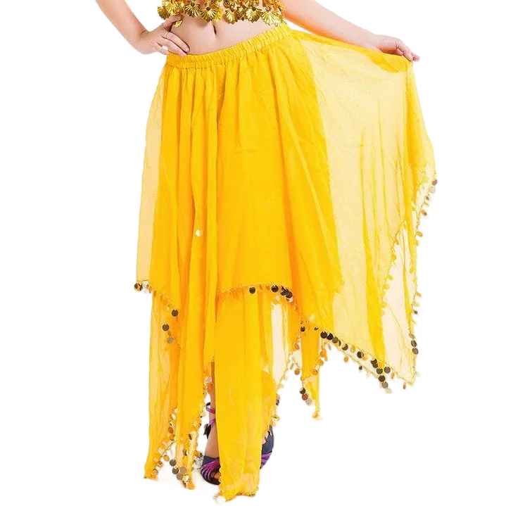 Belly Dance Chiffon Skirt | Sequin Trim | 11 Colors