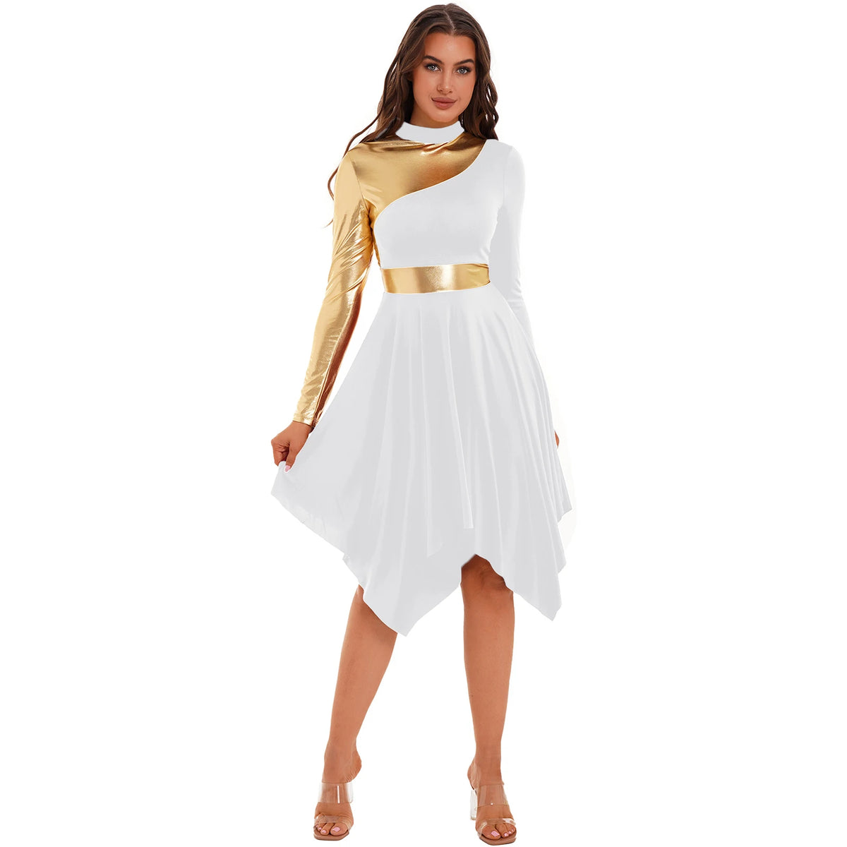 Color Block Dance Dress | Asymmetric Hem | Built-In Briefs