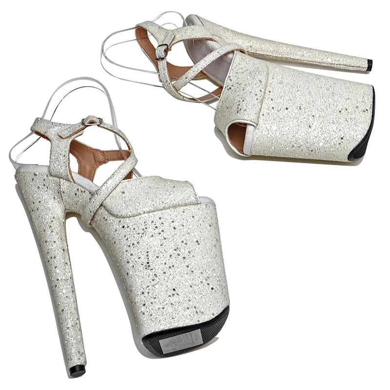 8-Inch Floral Platform Heels | Open Toe