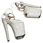 8-Inch Floral Platform Heels | Open Toe