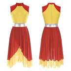 Color Block Lyrical Dance Dress | Mock Neck | Asymmetric Hem