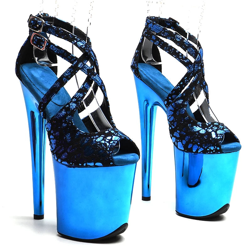 Suede Electroplate Platform Sandal Heel – 8 Inch Stage & Pole Dance