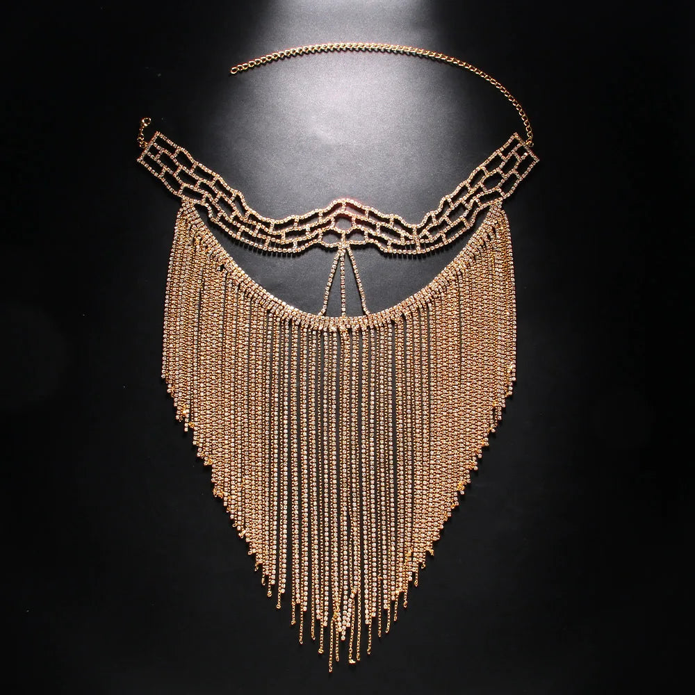 Dazzling Rhinestone Fringe Face Mask - Showgirl, Festival & Performance Accessory
