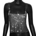 Rhinestone Metal Clip Camisole - Low Cut Backless Crop Top