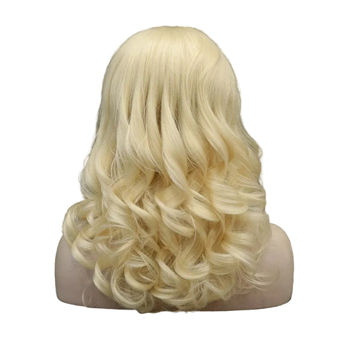 #613 Platinum Blonde Lace Front Wig | Natural Wavy Synthetic | 16 Inches