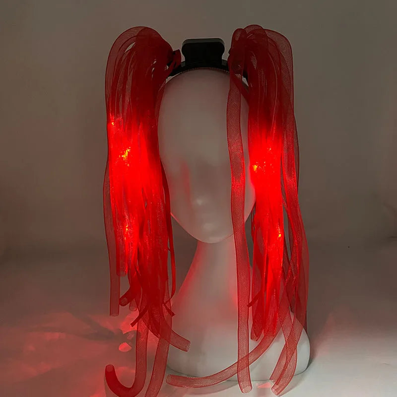 LED Light-Up Braid Pigtail Headband | Rave Festival Hair