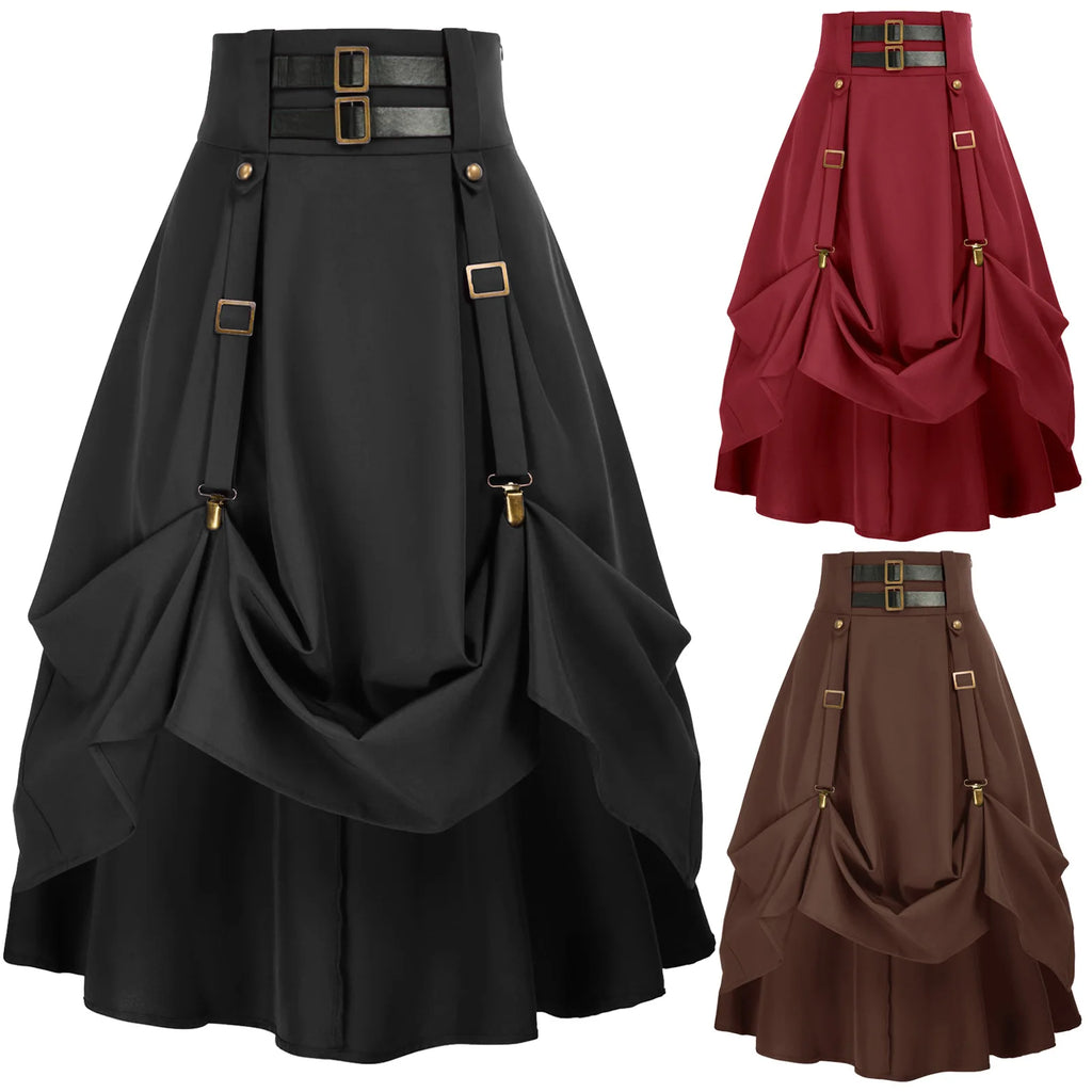 Steampunk Skirt | Draped Buckle Detail