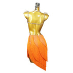 Rhinestone Latin Dance Competition Dress with Ornaments