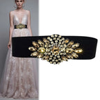 Crystal Flower Wide Elastic Belt | Stage & Dressy
