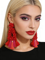 Geometric Glass Drop Earrings | Clip or Pin