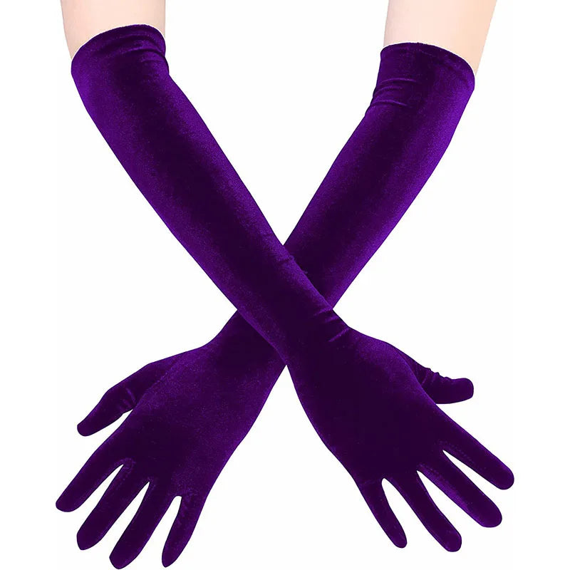 Velvet Opera Gloves — Elbow Length, 53cm | Purple