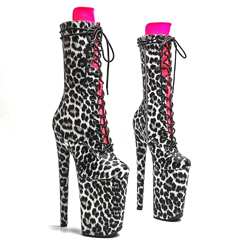 9-Inch Leopard Print Ankle Boots - High Heel Performance Boots