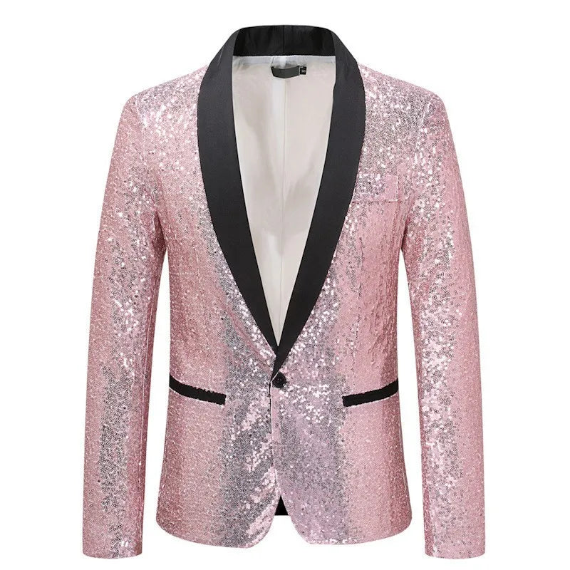 Men's Sequin Blazer | Shawl Collar | Stage & Performance | 12 Colors