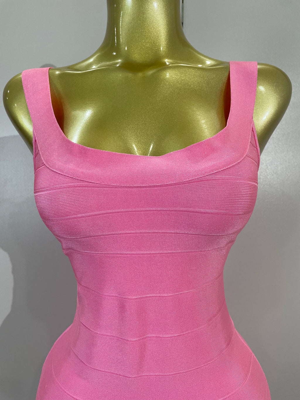 Scoop-Neck Bandage Mini Dress | Bodycon | Hot Pink