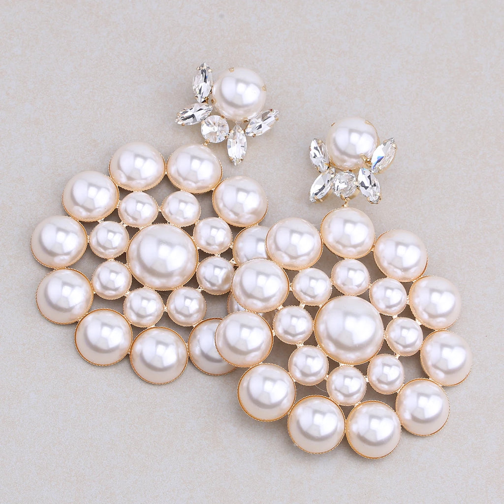 Faux Pearl Drop Earrings | Rhinestone Sparkle | Clip or Pin