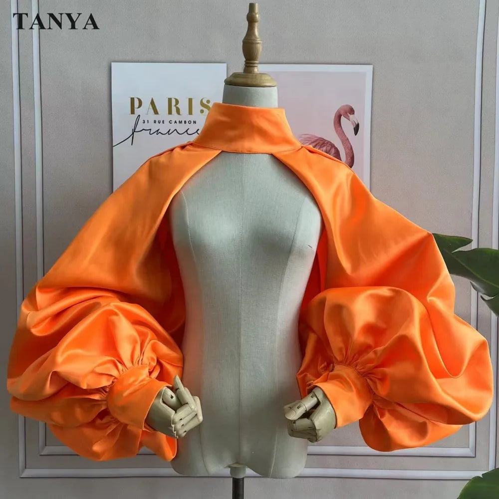 Satin Bolero | Puffy Sleeves & High Neck | Pageant & Stage