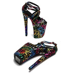 9-Inch Graffiti Platform Sandals | Open Toe | Multi-Strap