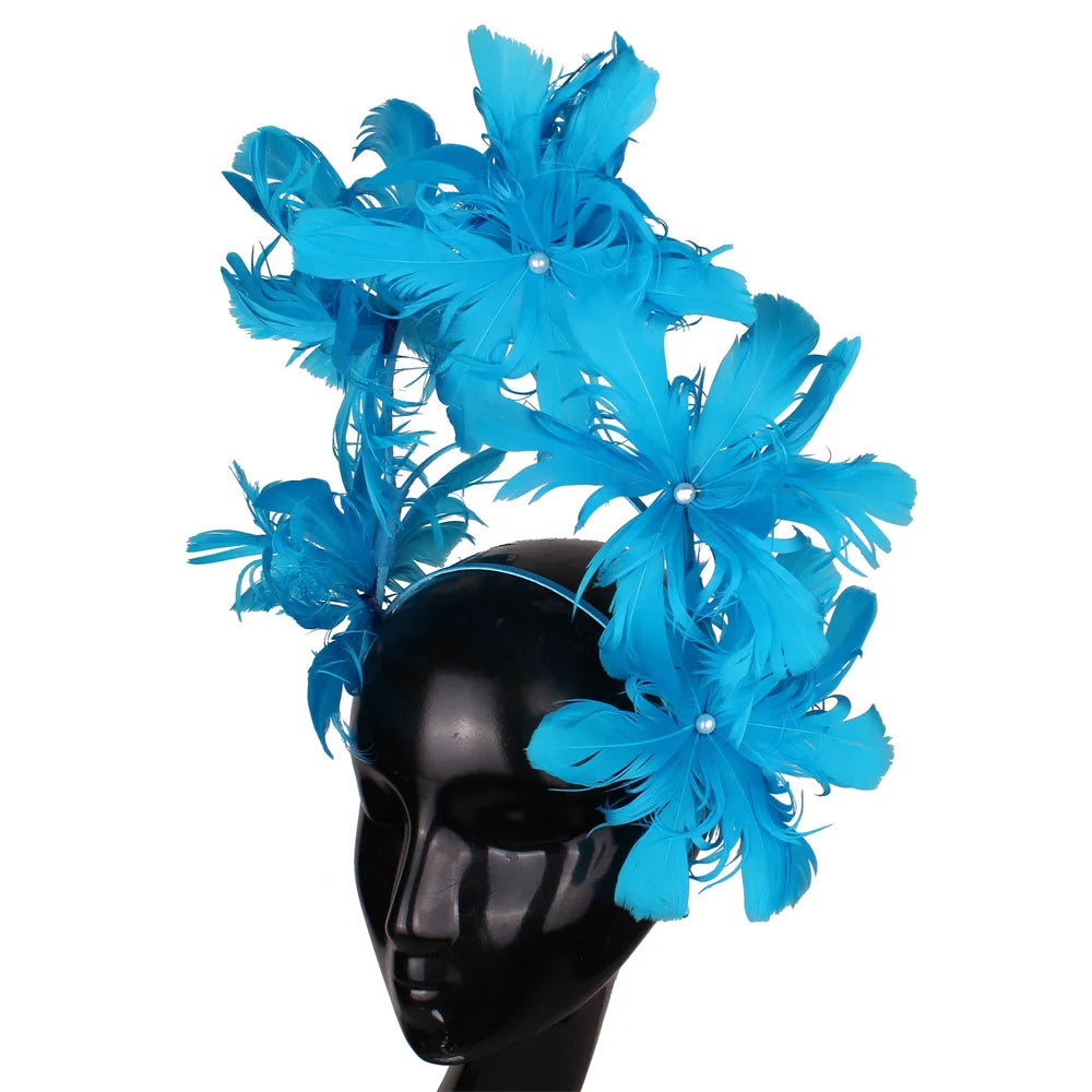 Feather Flower Headdress | Stage & Bridal Headpiece | 16 Colors
