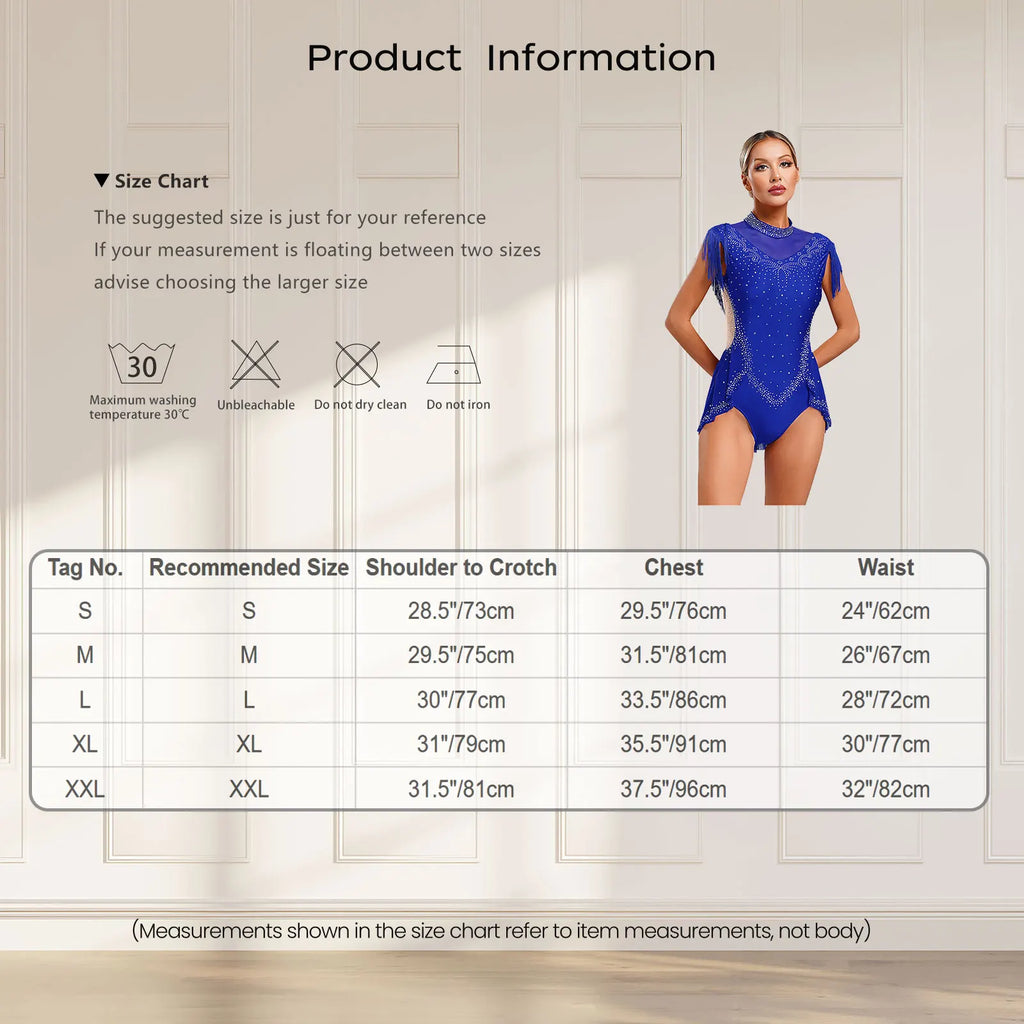 Dance Leotard | Rhinestone Fringe & Mesh